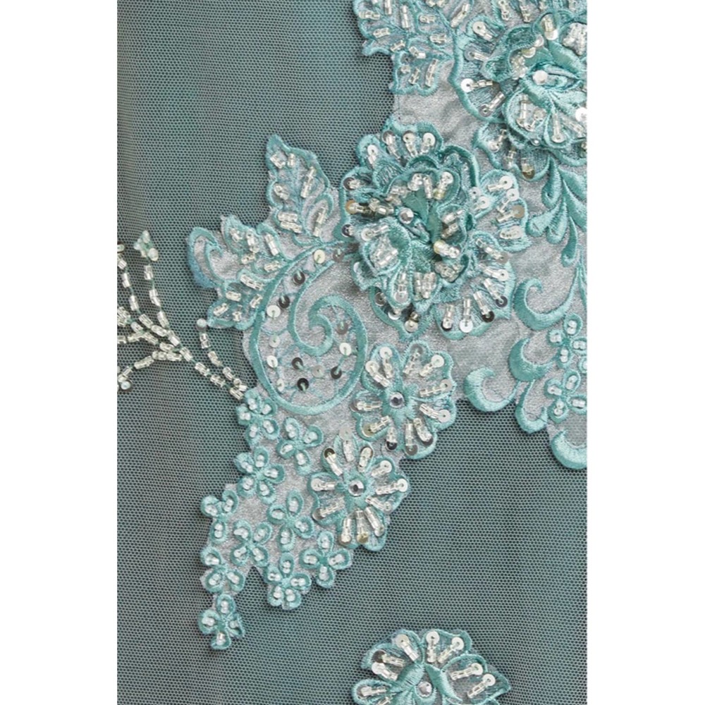 PatBo Cape Ombré  Floral Beaded Tulle Maxi Dress - Picture 12 of 13